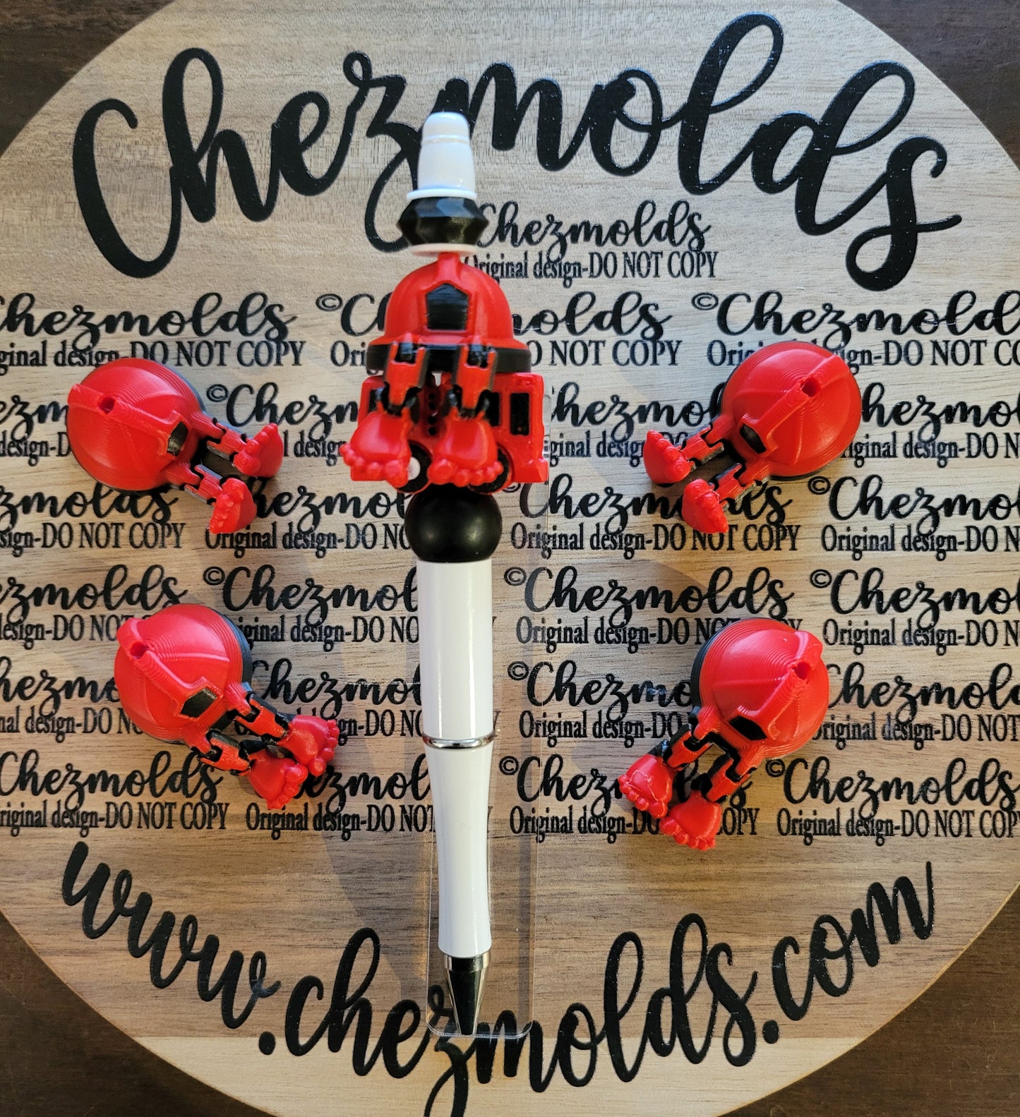 CE 3d printed focal Bead- fireman hat kicker ( flexy feet )