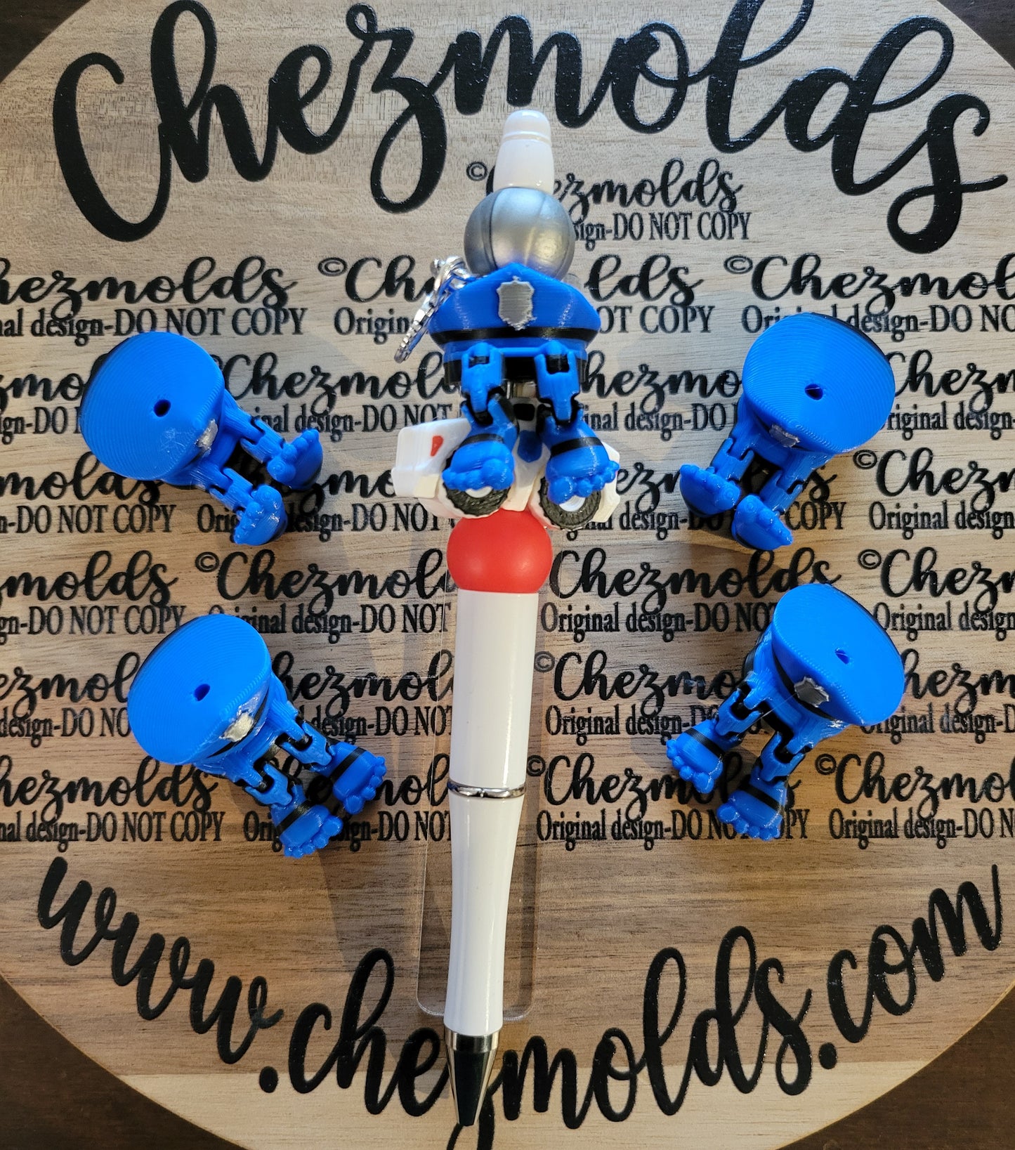 CE 3d printed focal Bead- Police hat kicker ( flexy feet )