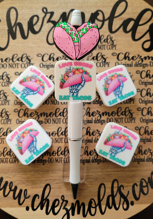 CE 3d printed focal Bead- love sucks eat tacos