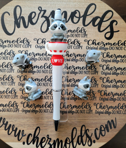 CE 3d printed focal bead-3d cutie raccoon