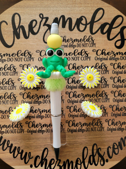 CE 3d printed focal bead-3d white daisy seat