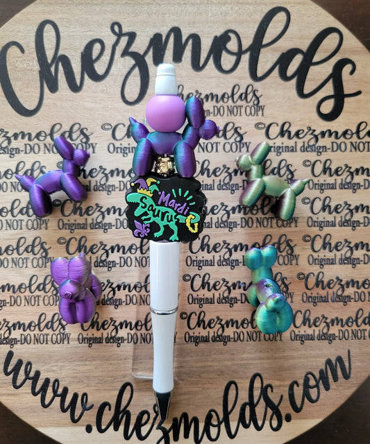 CE 3d printed focal bead-3d balloon dog- limited mardi color