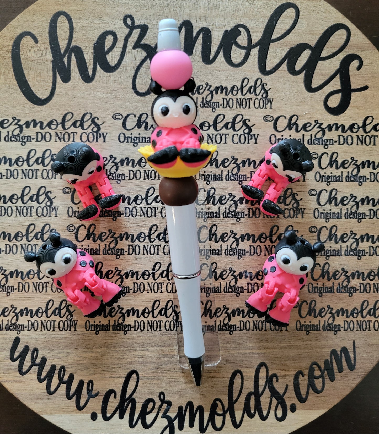 CE 3d printed focal Bead- Lovey lady bug kicker ( flexy feet )