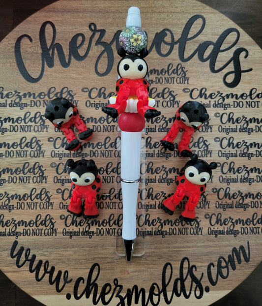 CE 3d printed focal bead- Red Lady Bug kicker ( flexy feet )