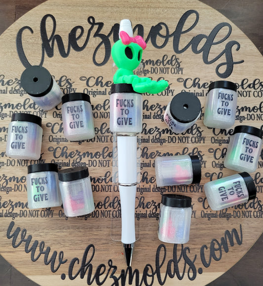 CE 3d printed focal Bead-F*cks to give jar shaker with middle finger shaker bits