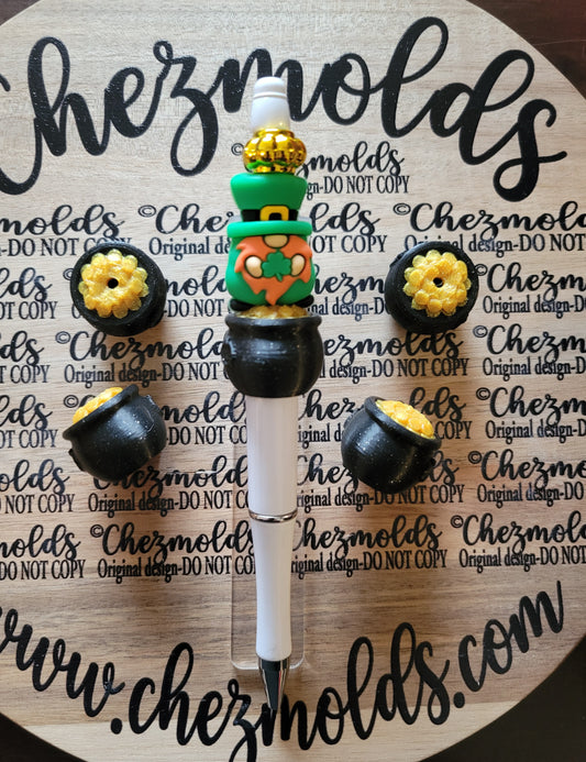 CE 3d printed focal Bead- 3D pot O gold SHAKER