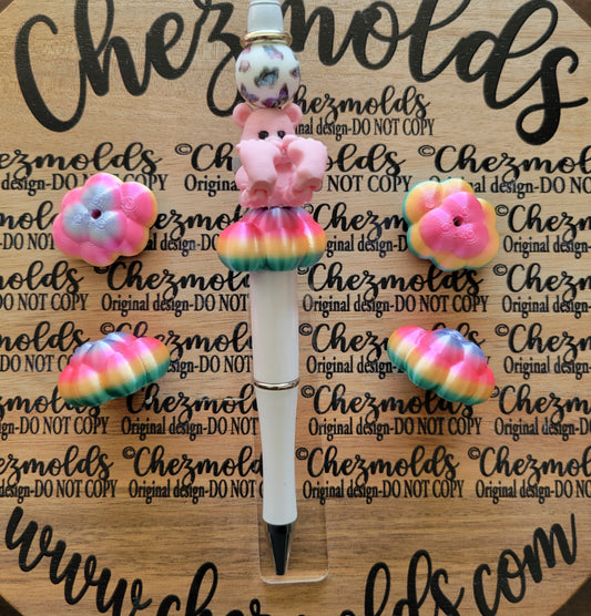 CE 3d printed focal Bead-Shiny rainbow Cloud