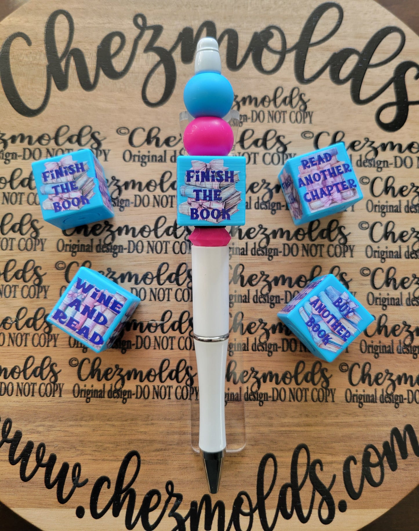 CE 3d printed focal Bead-Book lover dice spinner