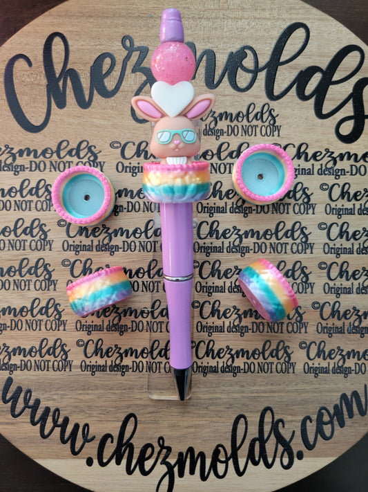 CE 3d printed focal Bead- basket hollow rainbow