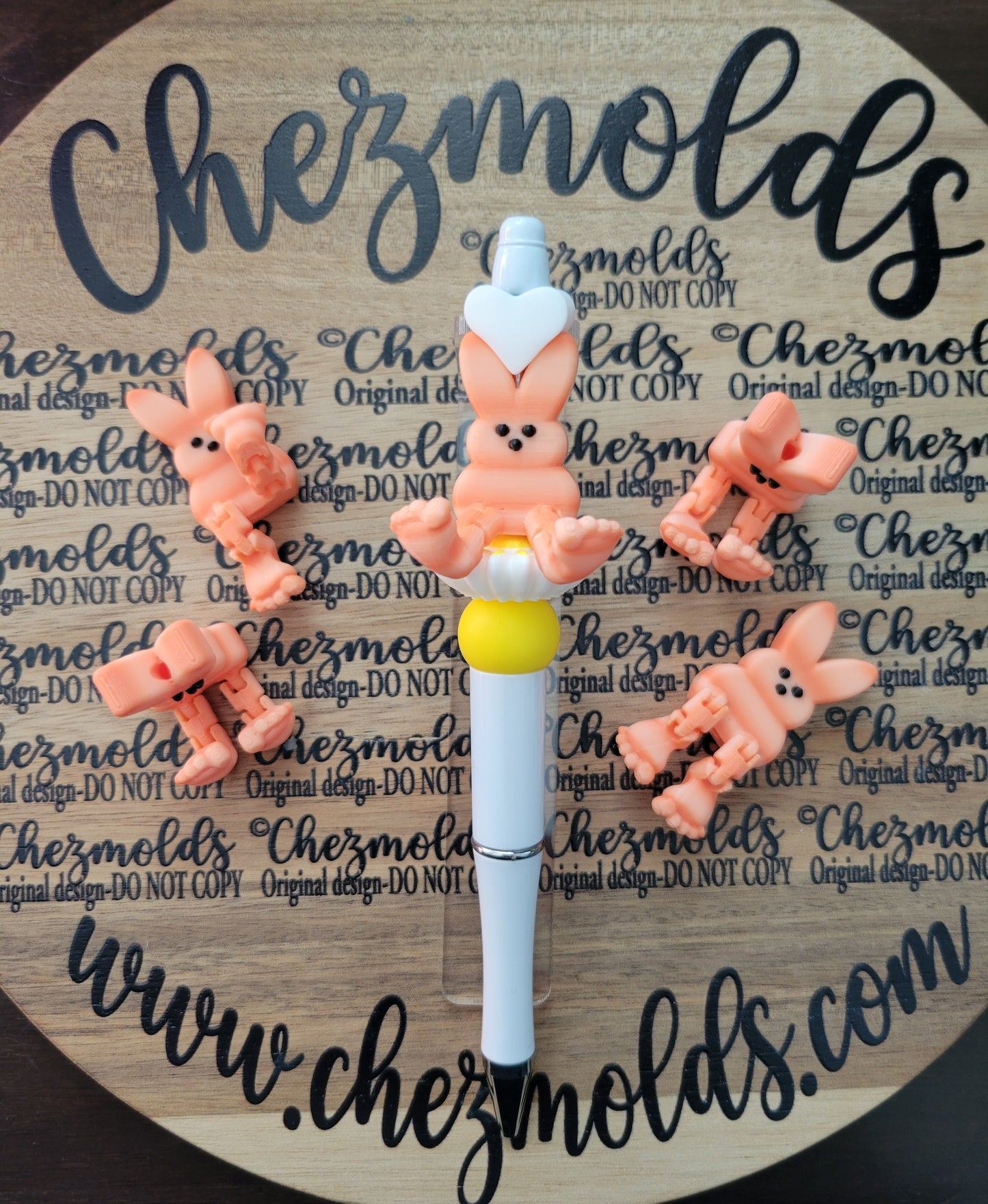 CE 3d printed focal bead- Peachy peep kicker ( flexy feet )