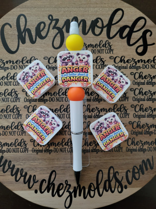 CE 3d printed focal Bead-Anger danger- CG exclusive design