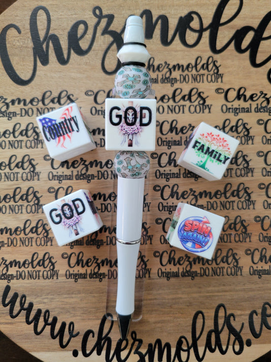 CE 3d printed focal Bead-Family god country dice spinner