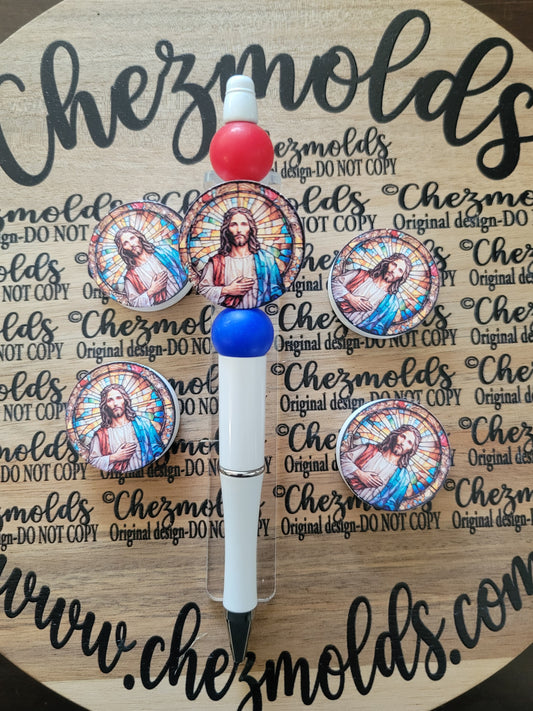 CE 3d printed focal Bead-Jesus stained glass