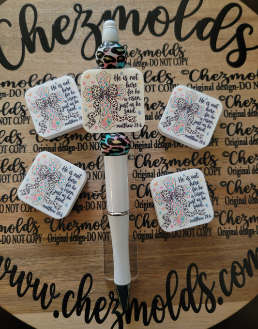 CE 3d printed focal Bead-Hes not here- risen cross