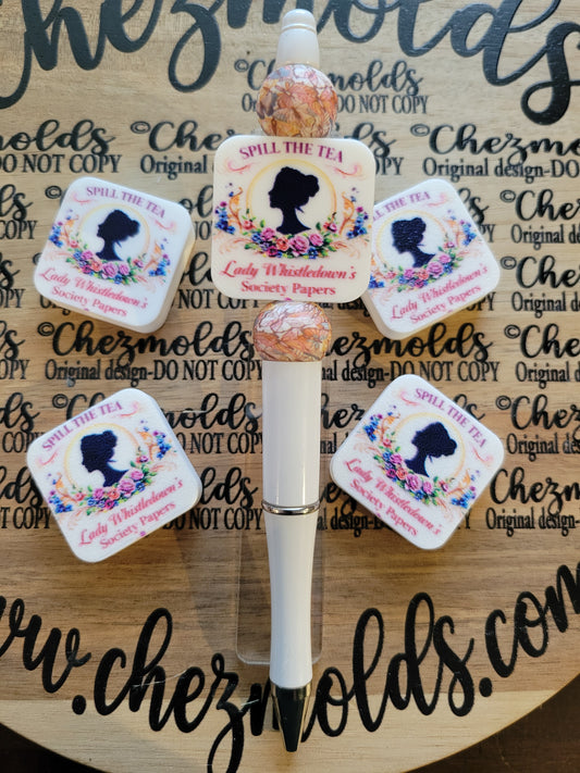 CE 3d printed focal Bead-spill the tea - CG exclusive design