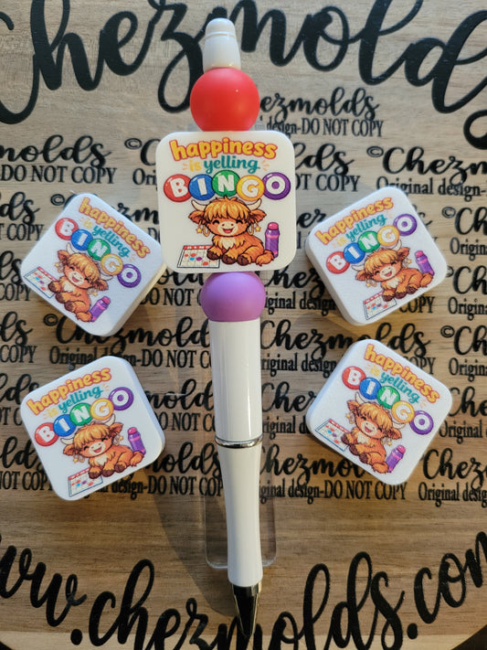 CE 3d printed focal Bead- happiness is yelling bingo- CG exclusive design