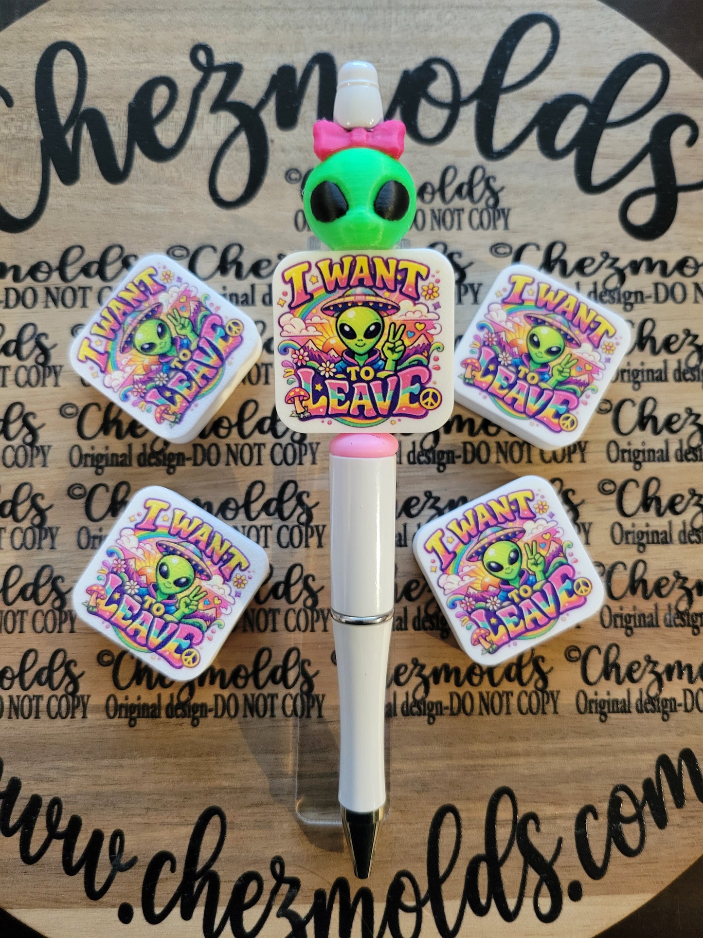 CE 3d printed focal Bead- Alien i want to leave- CG exclusive design