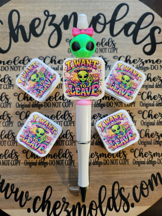 CE 3d printed focal Bead- Alien i want to leave- CG exclusive design