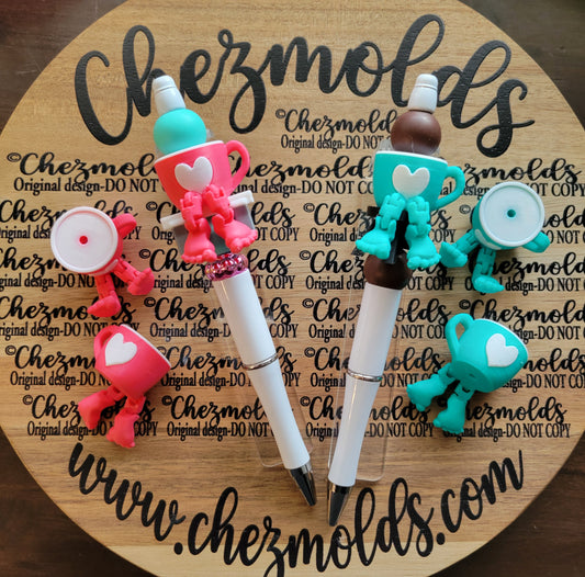 CE 3d printed focal bead-love coffee kicker ( flexy feet )