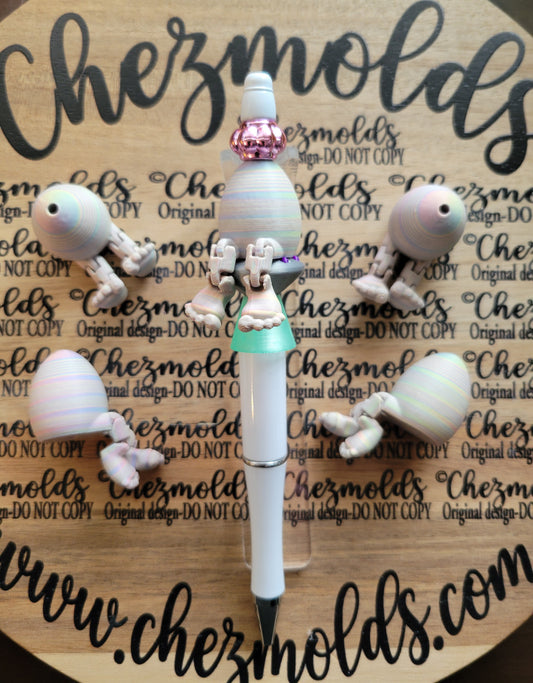 CE 3d printed focal bead-striped egg kicker ( flexy feet )