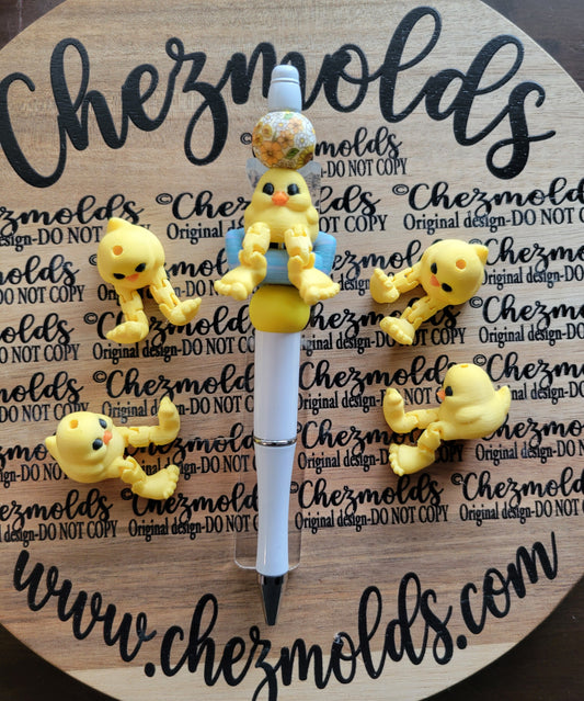 CE 3d printed focal bead-Chicky kicker ( flexy feet )