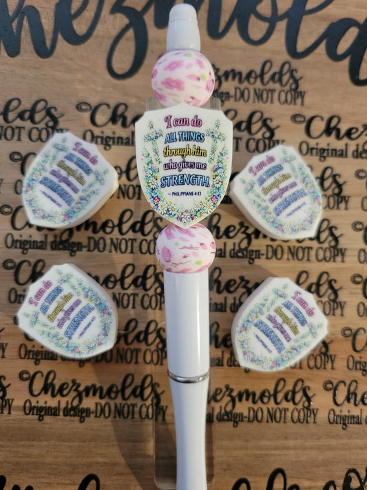 CE 3d printed focal Bead- do all things through him- CG exclusive design