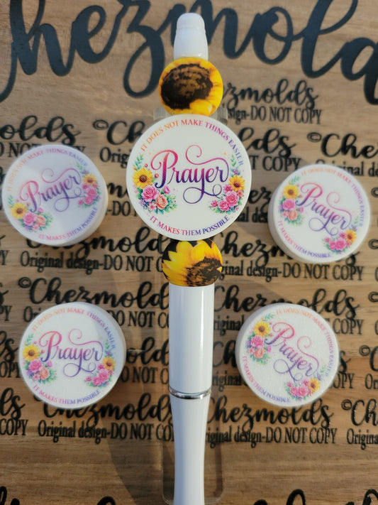 CE 3d printed focal Bead- Prayer round- CG exclusive design