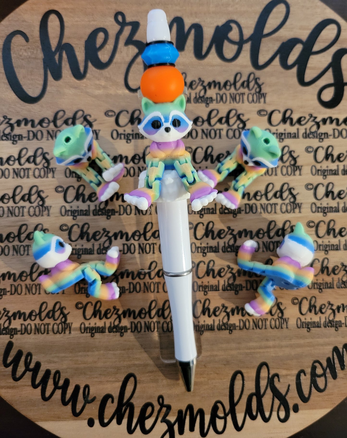 CE 3d printed focal bead-LE- easter Raccoon kicker ( flexy feet )