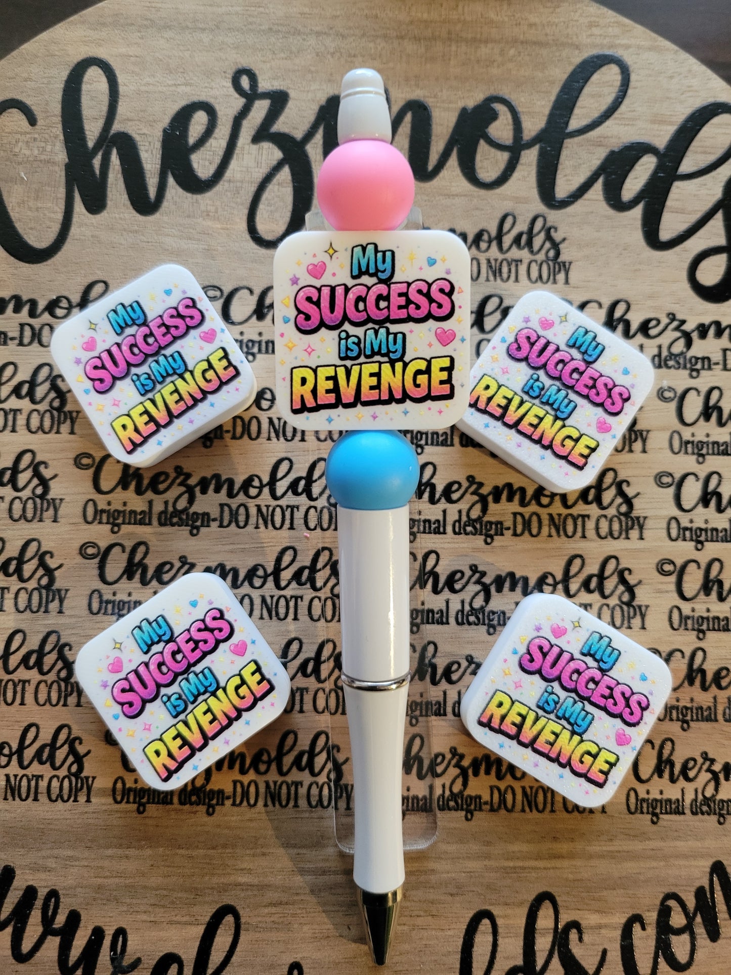 CE 3d printed focal Bead- Success is revenge- CG exclusive design