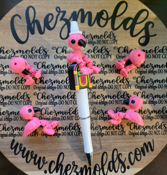 CE 3d printed focal bead-Sassy flamingo kicker ( flexy feet )