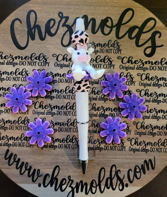 CE 3d printed focal Bead-purple/pink flower seat