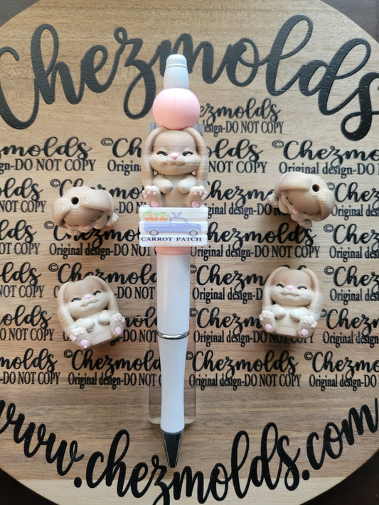 CE 3d printed focal Bead-3d brown bunny flop ears NONK