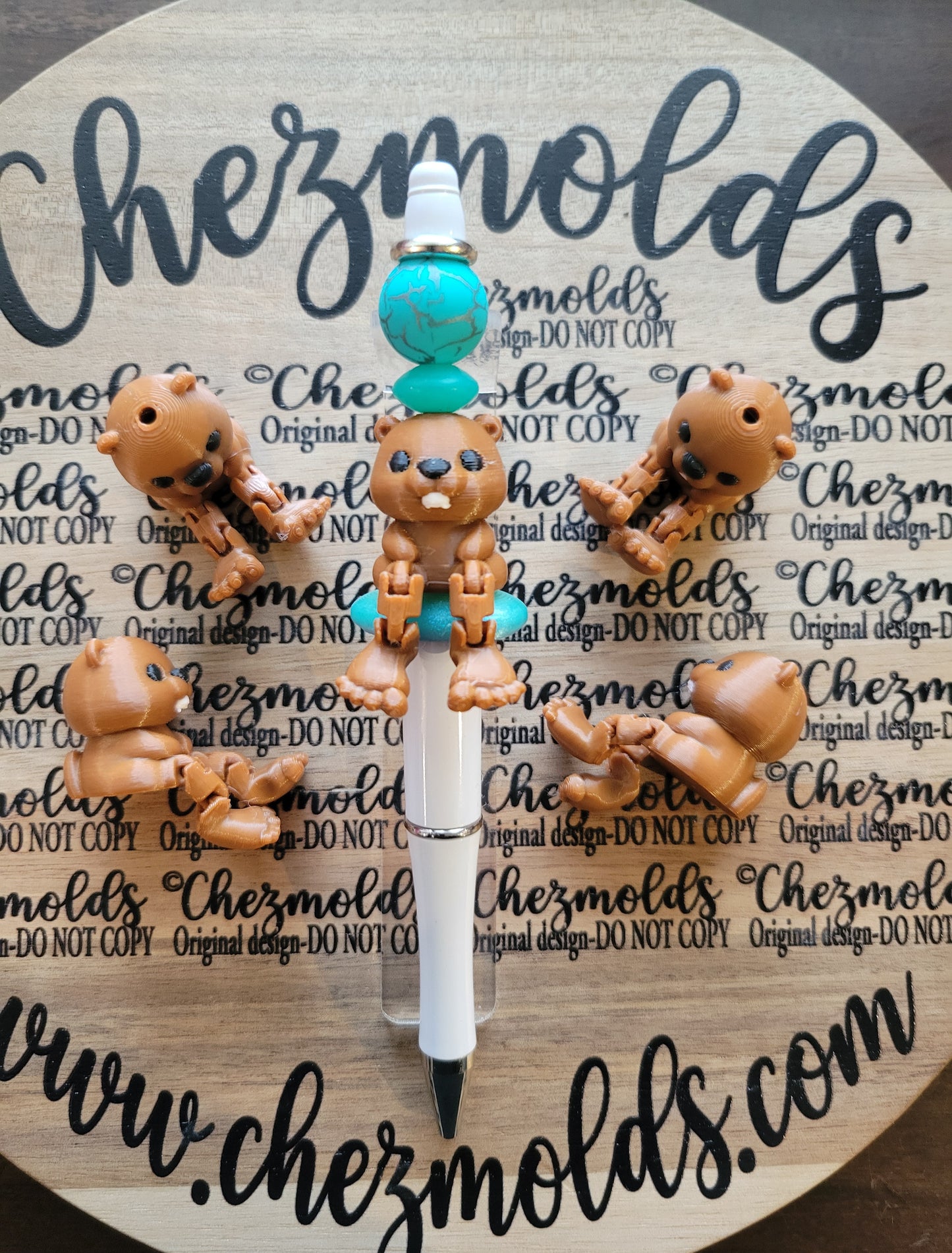 CE 3d printed focal bead-Cutey beaver kicker ( flexy feet )