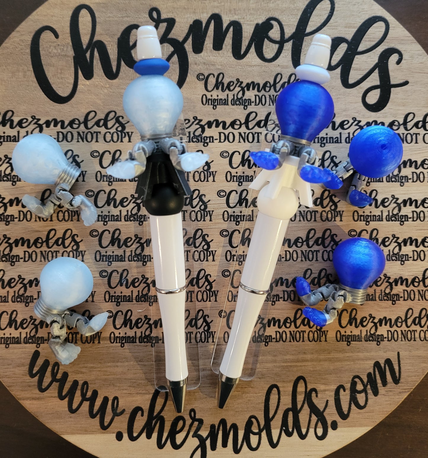 CE 3d printed focal bead-Light it up blue kicker ( flexy feet )