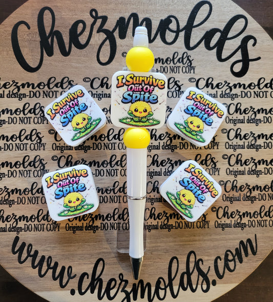 CE 3d printed focal Bead-Survive out of spite- CG exclusive design