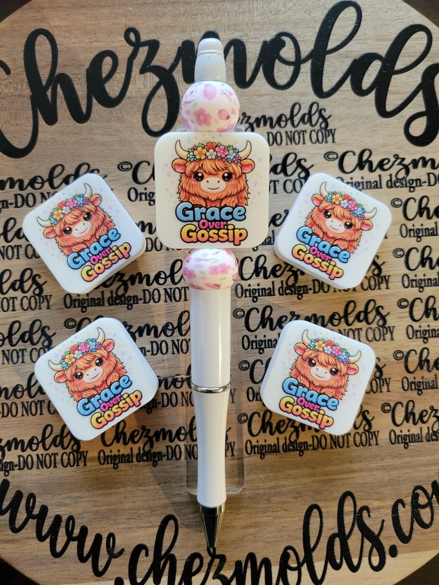 CE 3d printed focal Bead-Grace over gossip- CG exclusive design