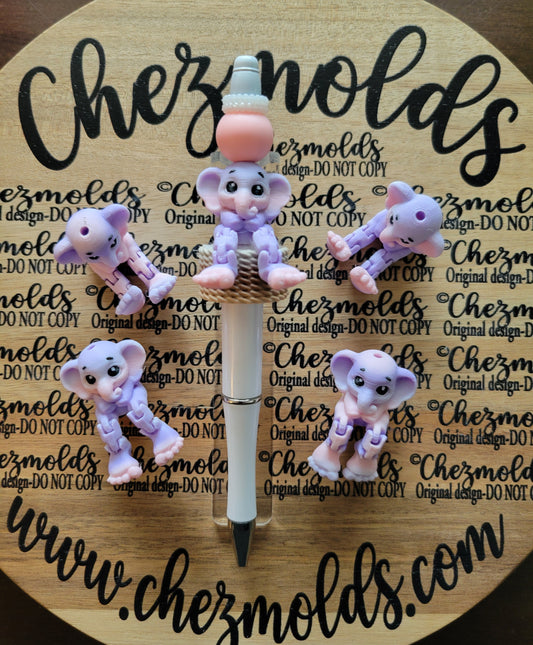 CE 3d printed focal bead-LE- pink and purple elle kicker ( flexy feet )