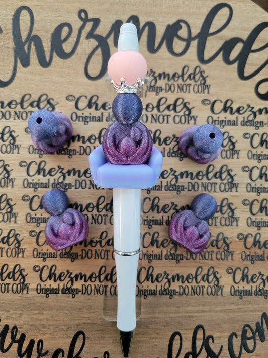 CE 3d printed focal Bead-3D Mom holding baby sparkle NONK