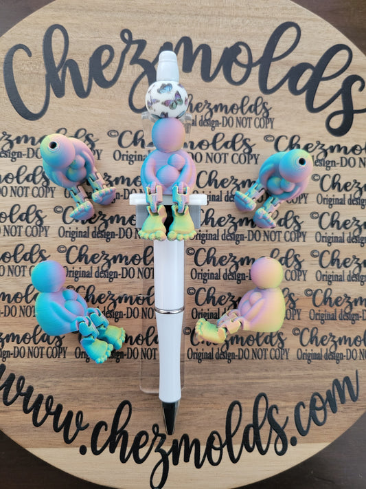 CE 3d printed focal bead-Momma and baby kicker ( flexy feet )