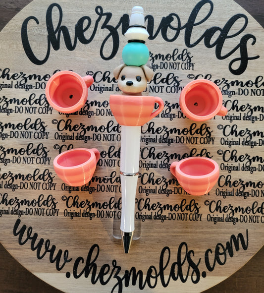 CE 3d printed focal Bead-spring peach tea cup