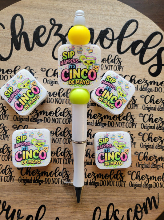 CE 3d printed focal Bead-Sip happens- cinco- CG exclusive design