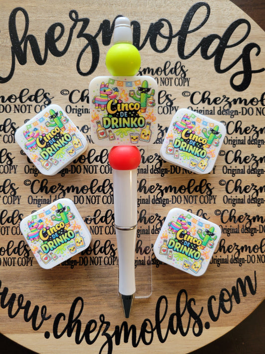 CE 3d printed focal Bead-Cinco de drinko- CG exclusive design