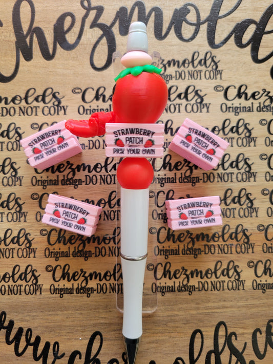 CE 3d printed focal Bead-Strawberry patch crate