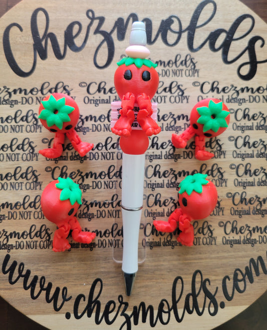 CE 3d printed focal bead-Cutie Strawberry kicker ( flexy feet )