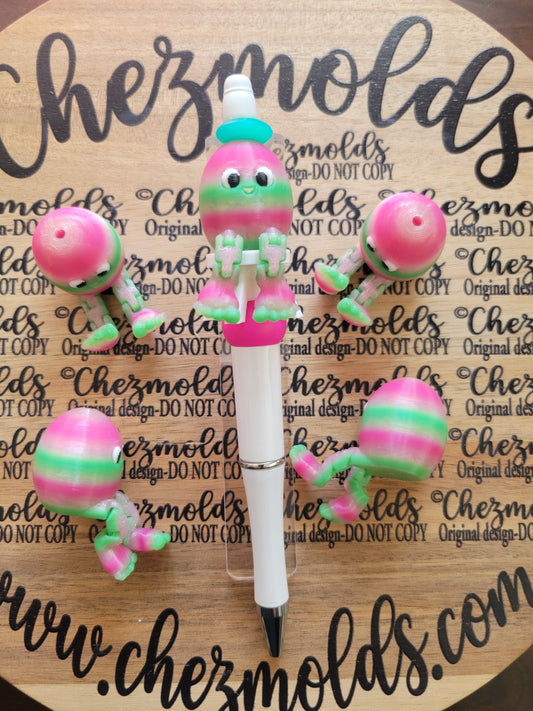 CE 3d printed focal bead-Happy watermelon kicker ( flexy feet )