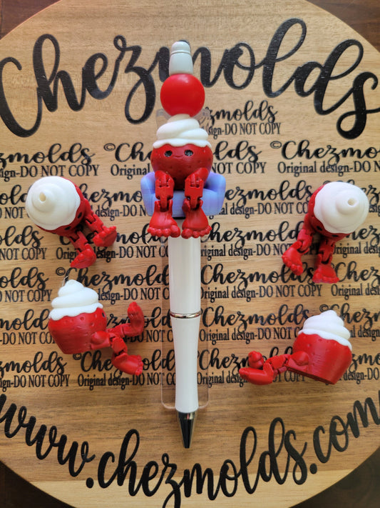 CE 3d printed focal bead-StrawB dessert kicker ( flexy feet )