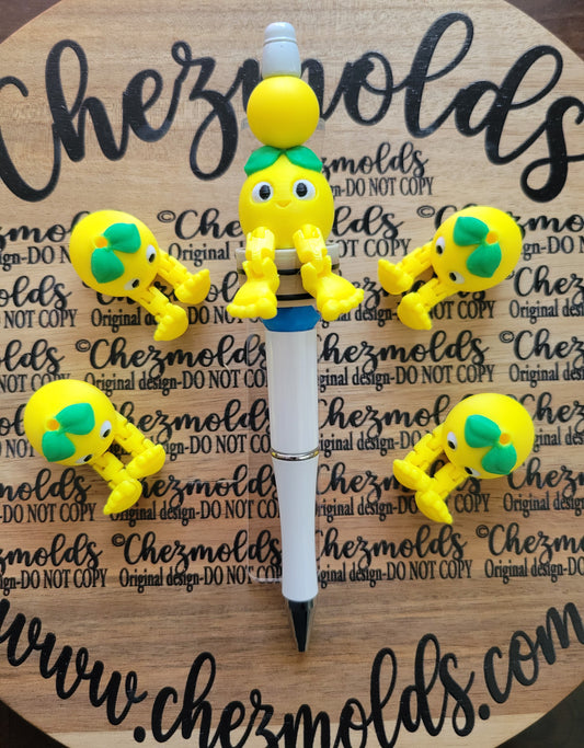 CE 3d printed focal bead-Lemon-y kicker ( flexy feet )