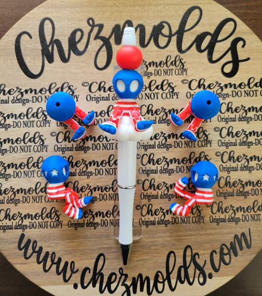 CE 3d printed focal bead-LE- America alien kicker ( flexy feet )