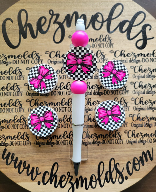 CE 3d printed focal Bead-Checkered bow round