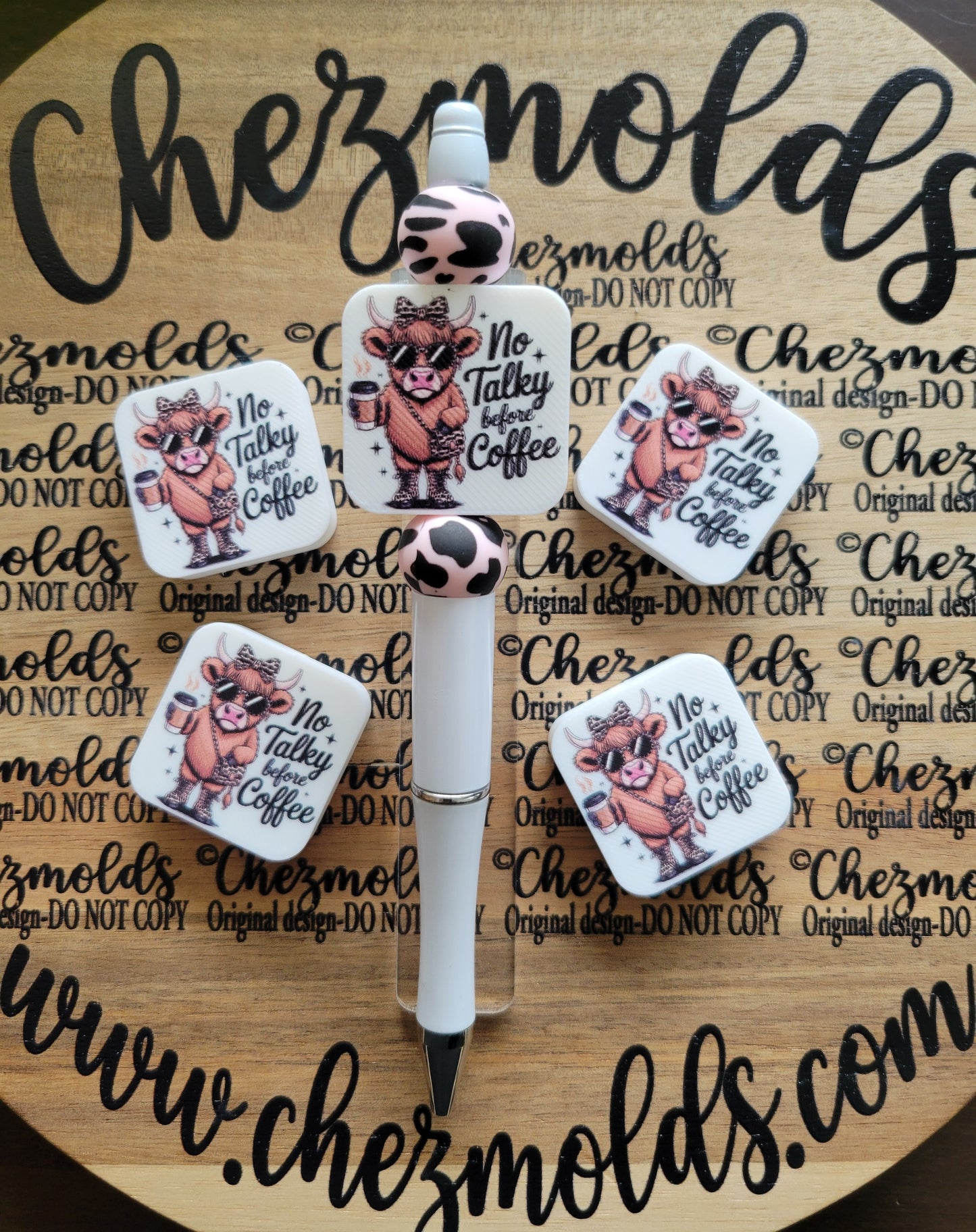 CE 3d printed focal Bead-Cow no talkey before coffee